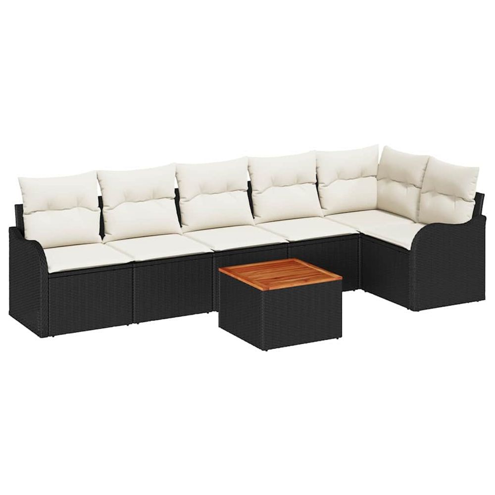 Ensemble de canapé de jardin 7 pc noir polyrotin