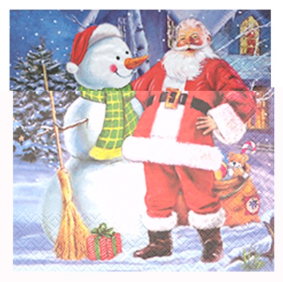 20 serviettes papier bonhomme de neige et père noel