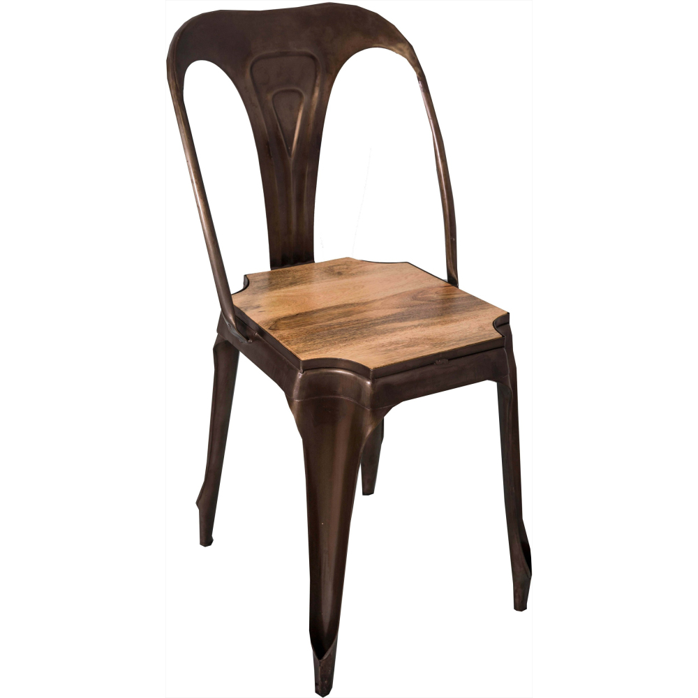 Chaise en métal assise en manguier antique