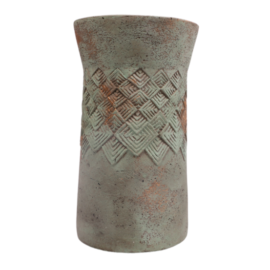 ° cache-pot haut en béton vert de gris ø15 x 26 cm