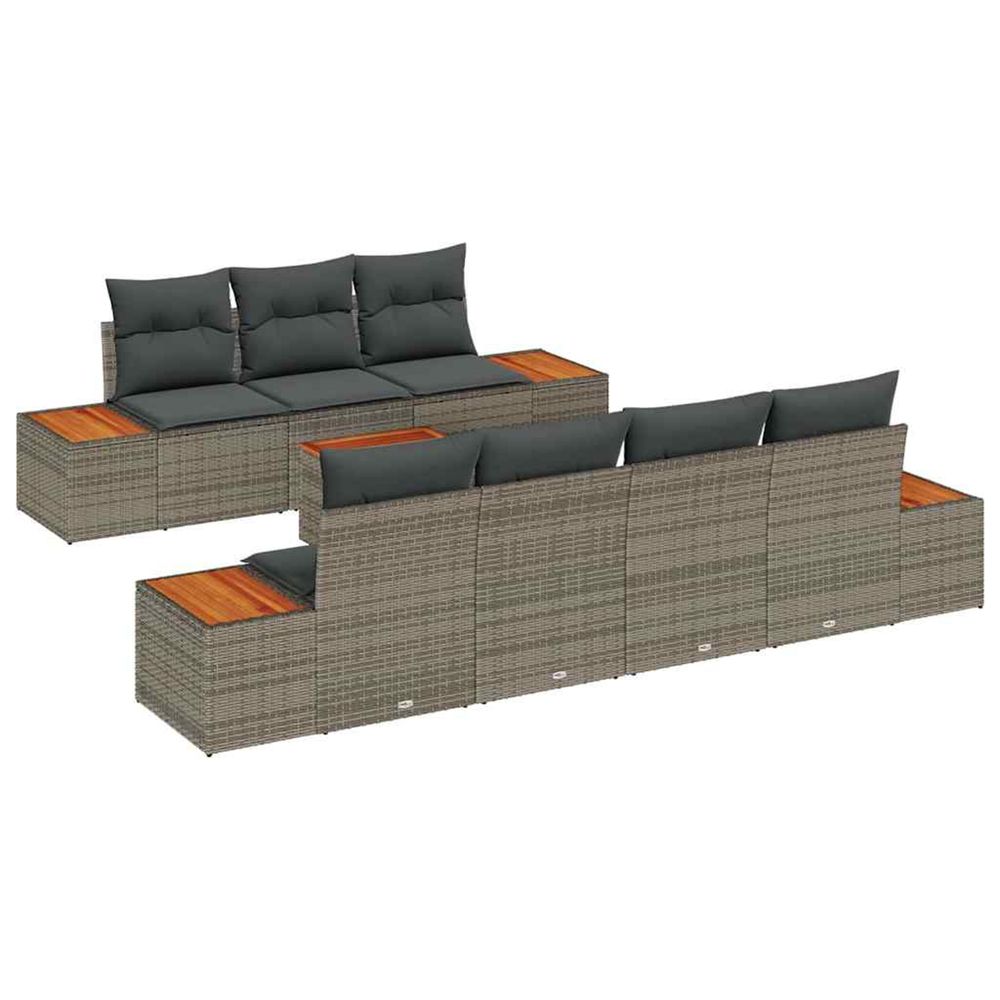 Ensemble de canapé de jardin 8 pc gris poly rotin