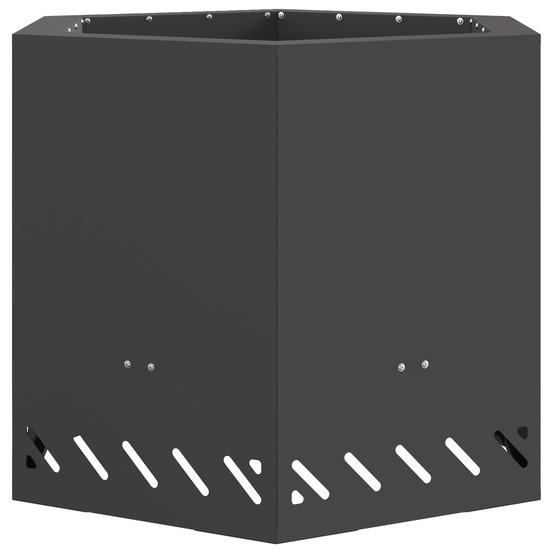 Foyer sans fumée hexagonal noir 58x58x51 cm en acier