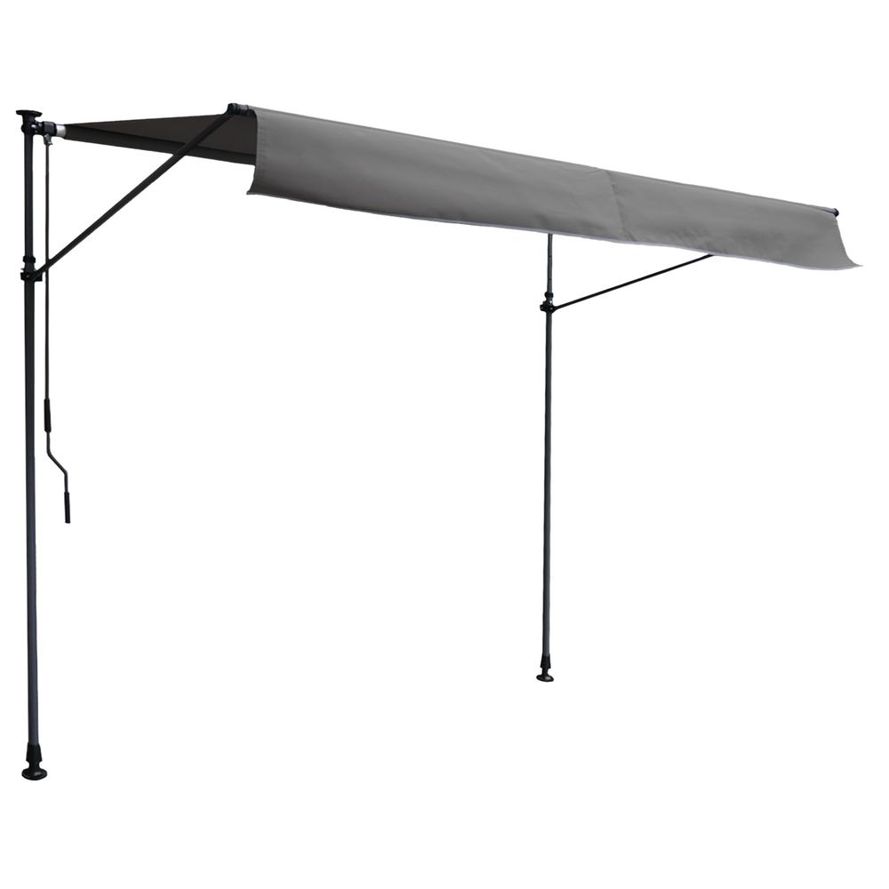 Store banne pour balcon chene 3 × 1,2m - toile anthracite et structure grise