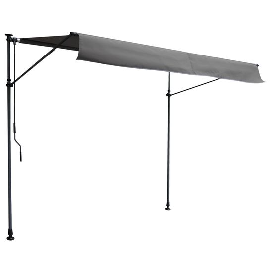 Store banne pour balcon chene 3 × 1,2m - toile anthracite et structure grise