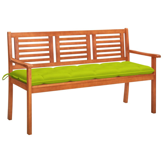 Banc de jardin 3 places avec coussin 150 cm bois d'eucalyptus