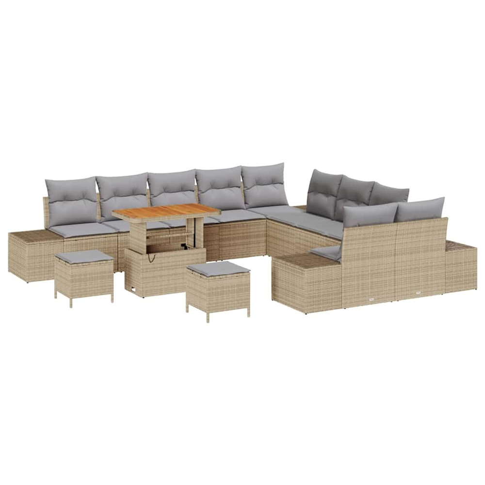 Ensemble de canapé de jardin 13 pcs beige et gris clair