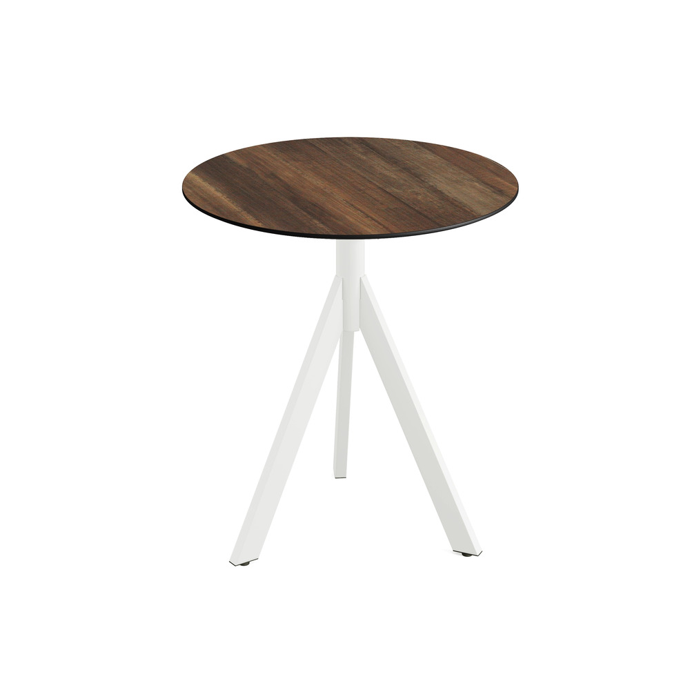 Table de bistrot infinity tripod avec piètement blanc et plateau hpl ø 70 cm - veba