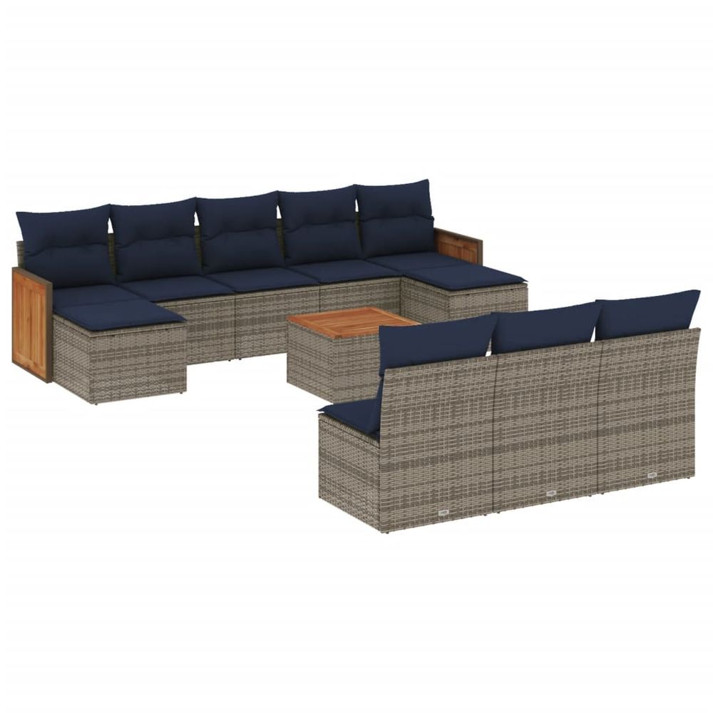 Ensemble de canapé de jardin 11 pcs avec coussins gris