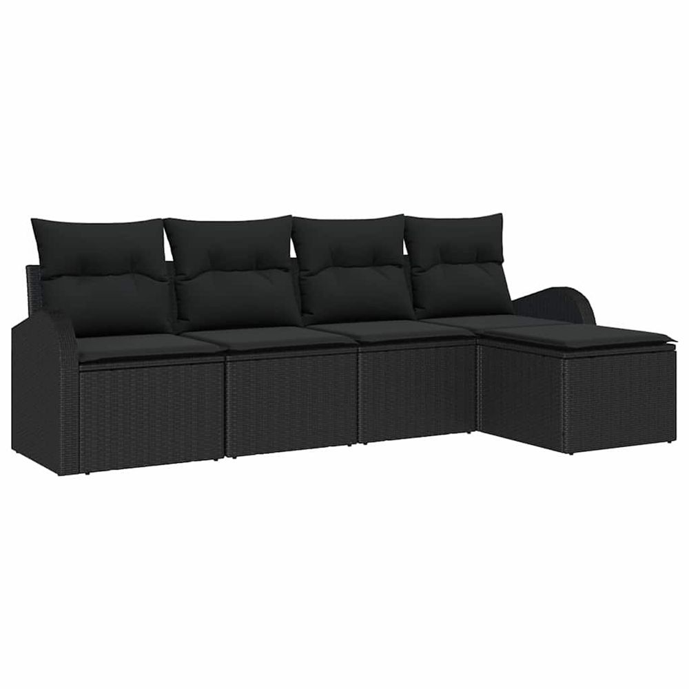 Ensemble de canapés 5 pc noir polyrotin