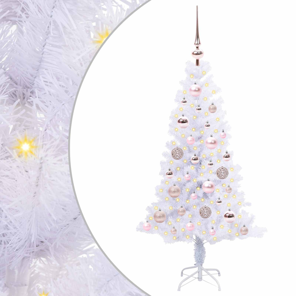 Sapin de noël artificiel avec 150 led blanc 120 cm pvc et acier