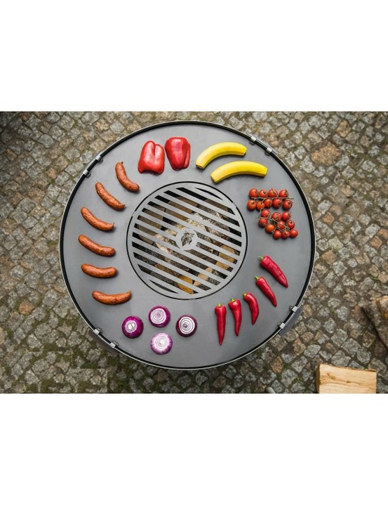 Plaque de cuisson avec grille pour braséro en acier-avec 4 anses-82cm--
