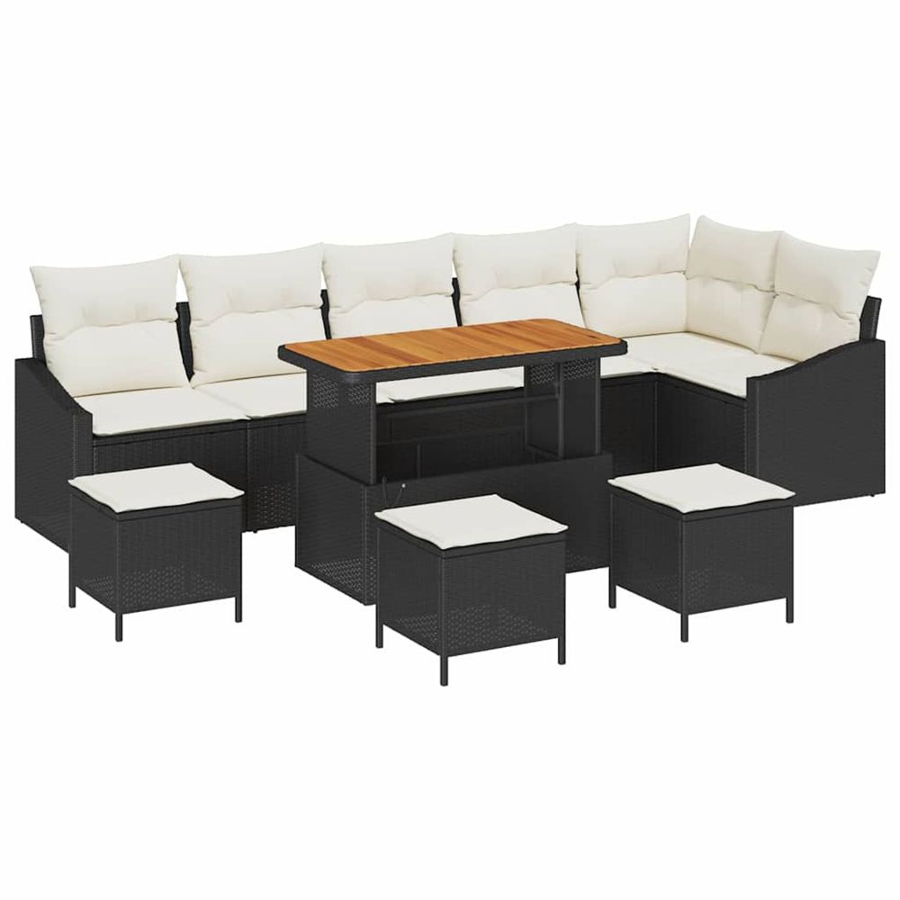 Ensemble de canapé de jardin 10 pc 8-nombre de places noir