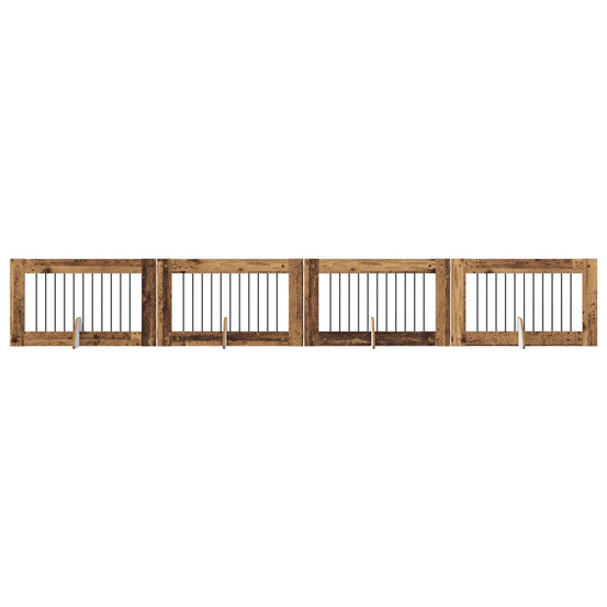 Portillon pour chien avec supports 4 pcs bois ancien