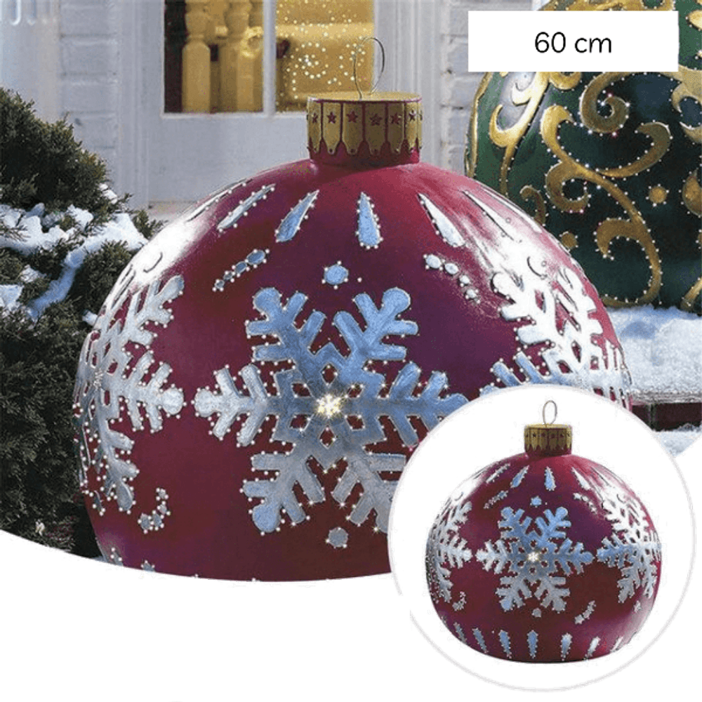 Boule de noël gonflable 60 cm - flocon rouge
