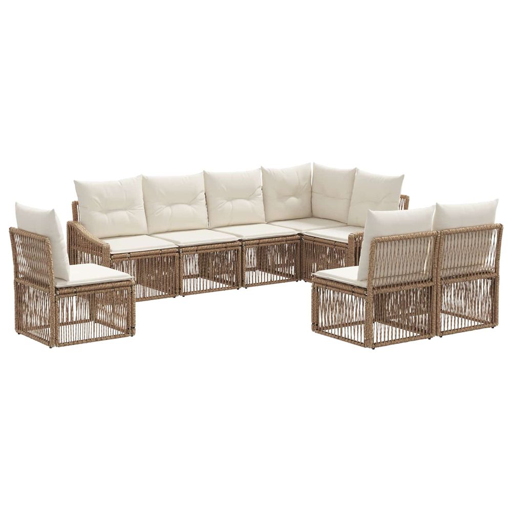 Ensemble de canapé de jardin 8 pc beige polyrotin
