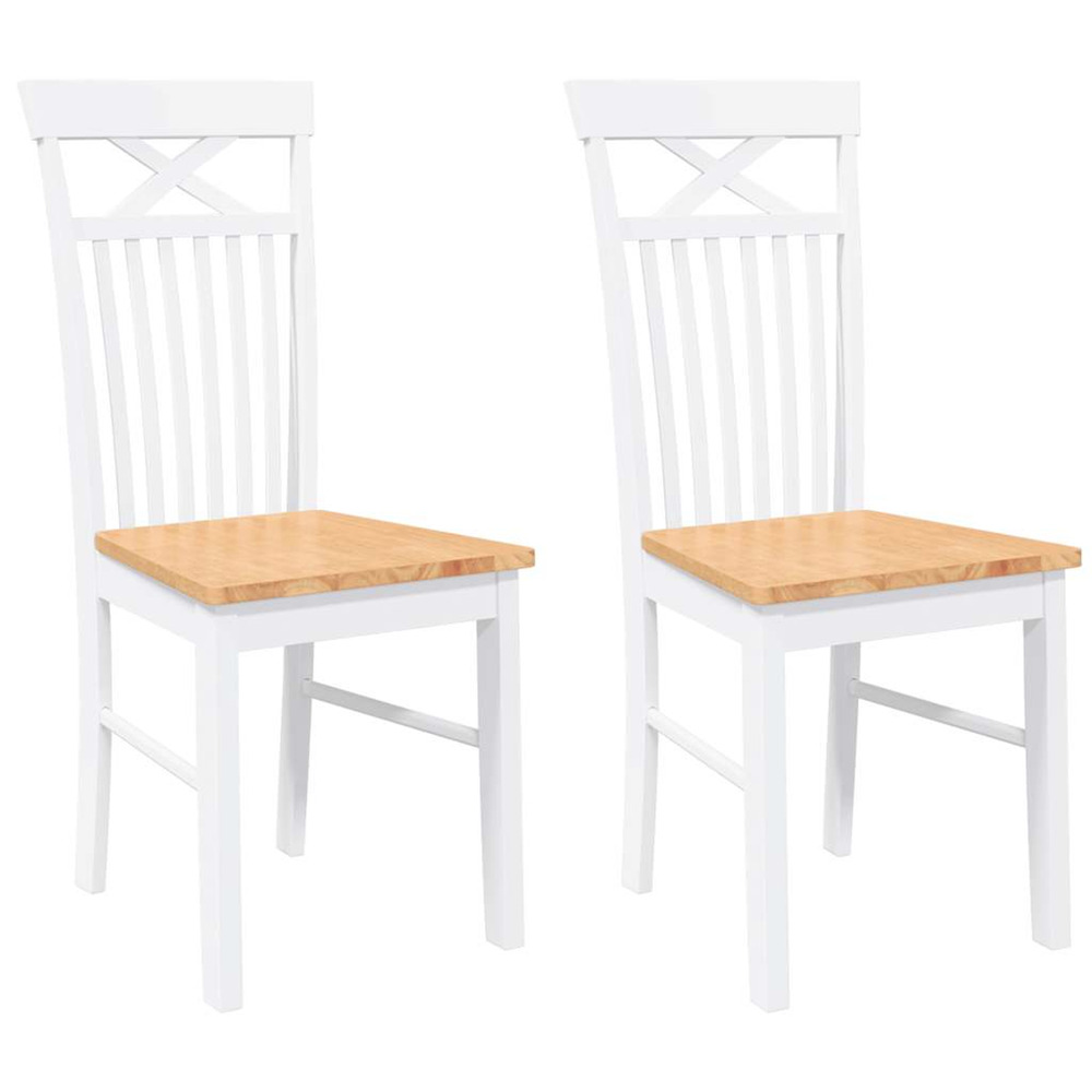 Chaises à manger 2 pcs blanc bois massif caoutchouc