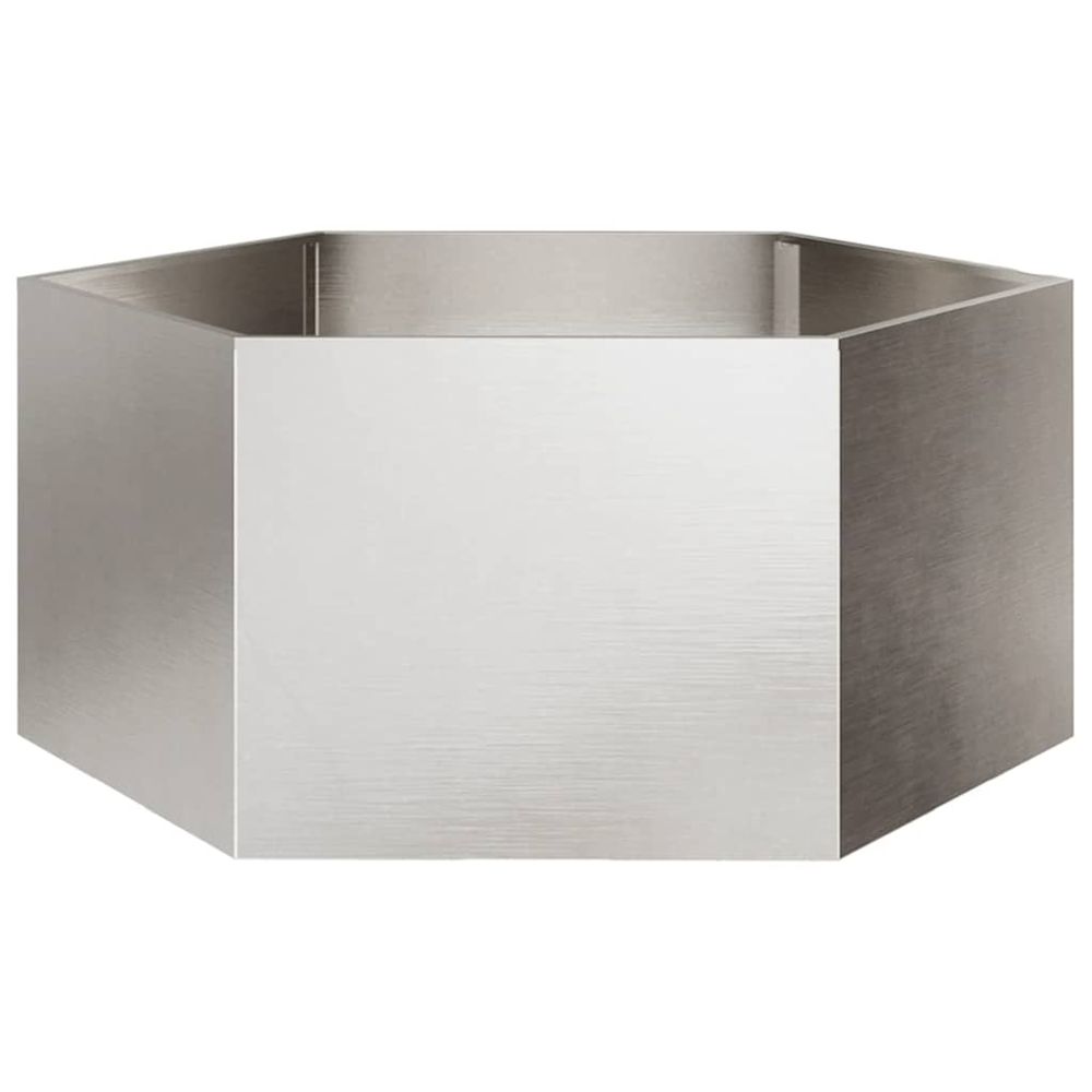 Jardinière d'extérieur hexagone 104x90x45 cm acier inoxydable