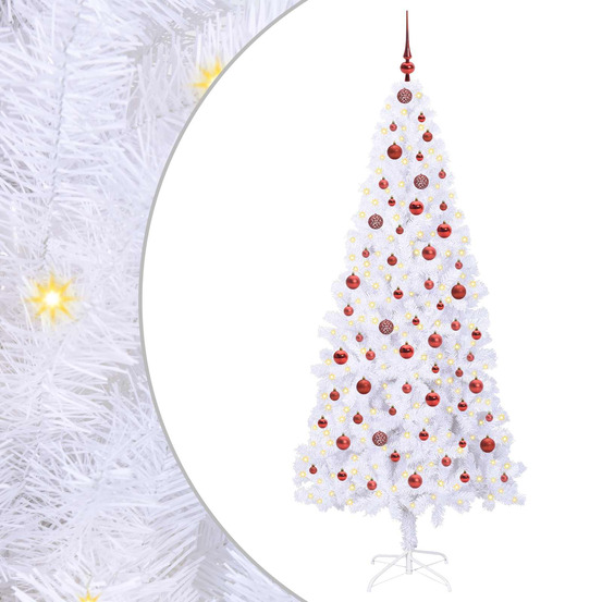 Sapin de noël artificiel avec 300 led blanc 210 cm pvc et acier