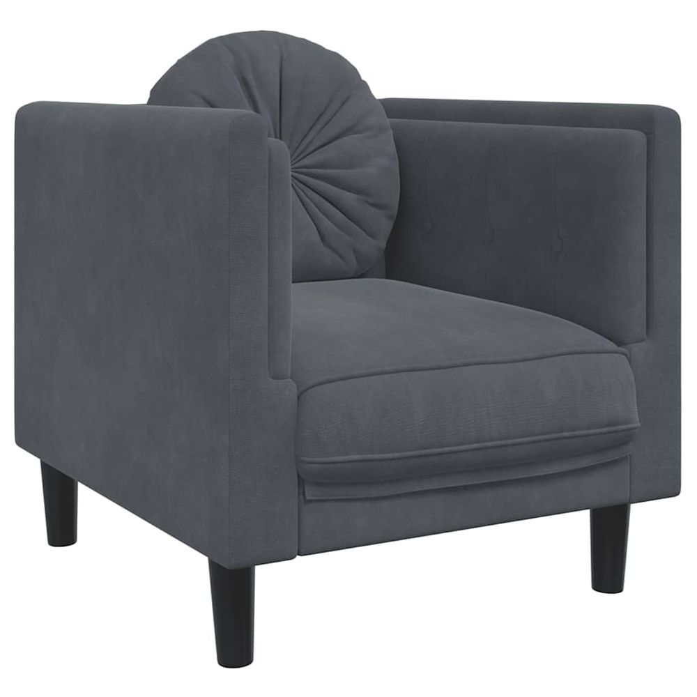 Fauteuil avec coussin gris foncé velours