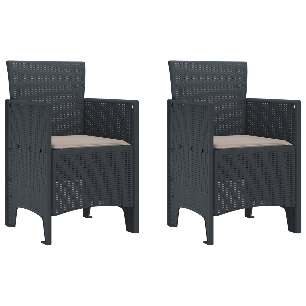 Chaises de jardin avec coussins 2 pcs anthracite poly rattan