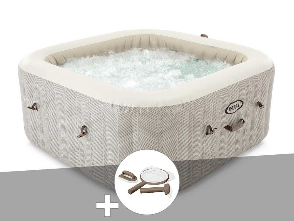 Kit spa gonflable purespa chevron carré bulles 6 places + kit d'entretien