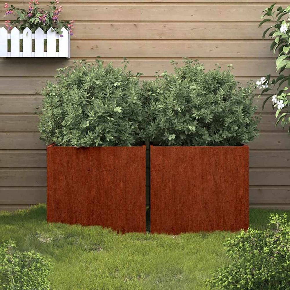 Lot de 2 jardinières en acier corten pour aménagement de jardin 49 cm
