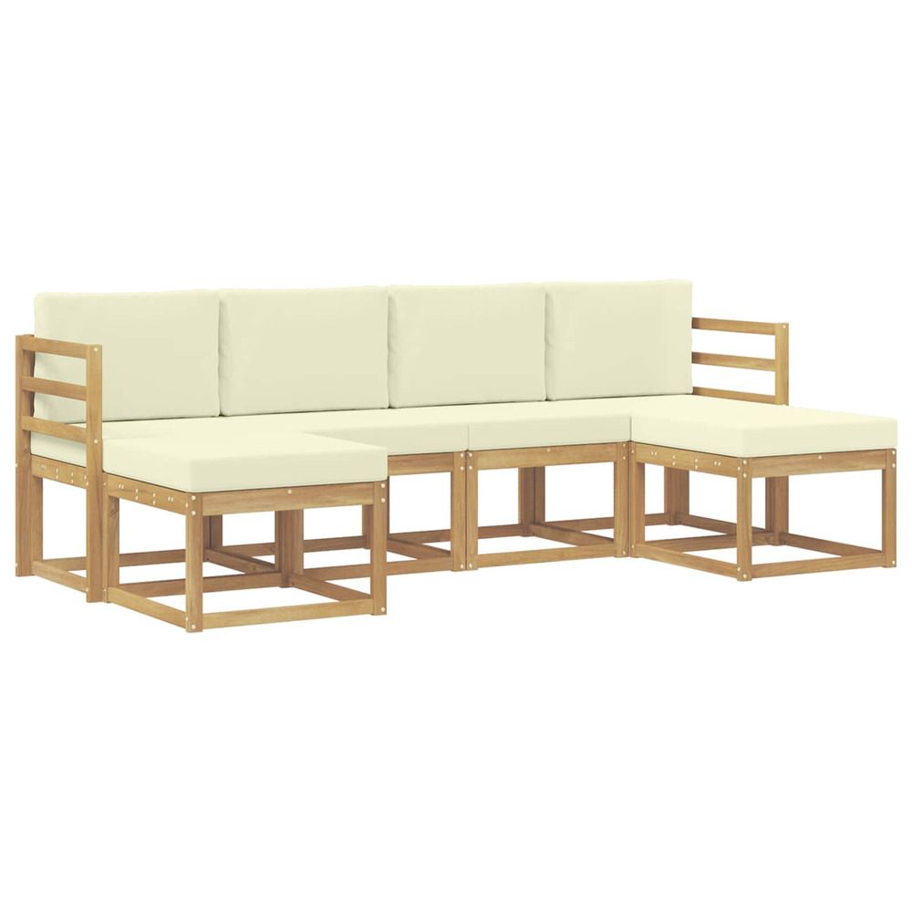 Ensemble de canapés d'extérieur 6 pc naturel et crème polyester