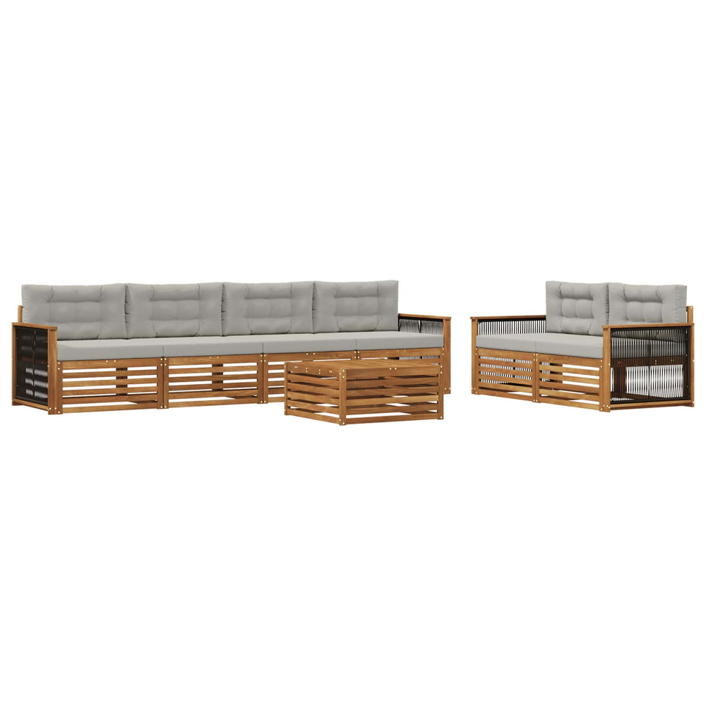 Ensemble de canapés d'extérieur 7 pcs naturel et gris clair