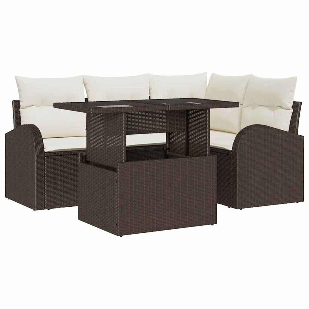 Ensemble de canapé de jardin 5 pcs marron poly rotin