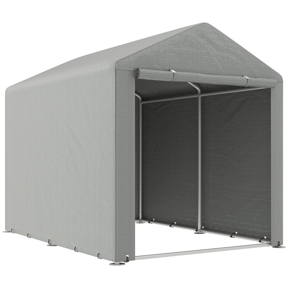 Tente abri vélos métal extérieur housse pe porte zippée 160x218cm gris clair - comfortxl outdoor living