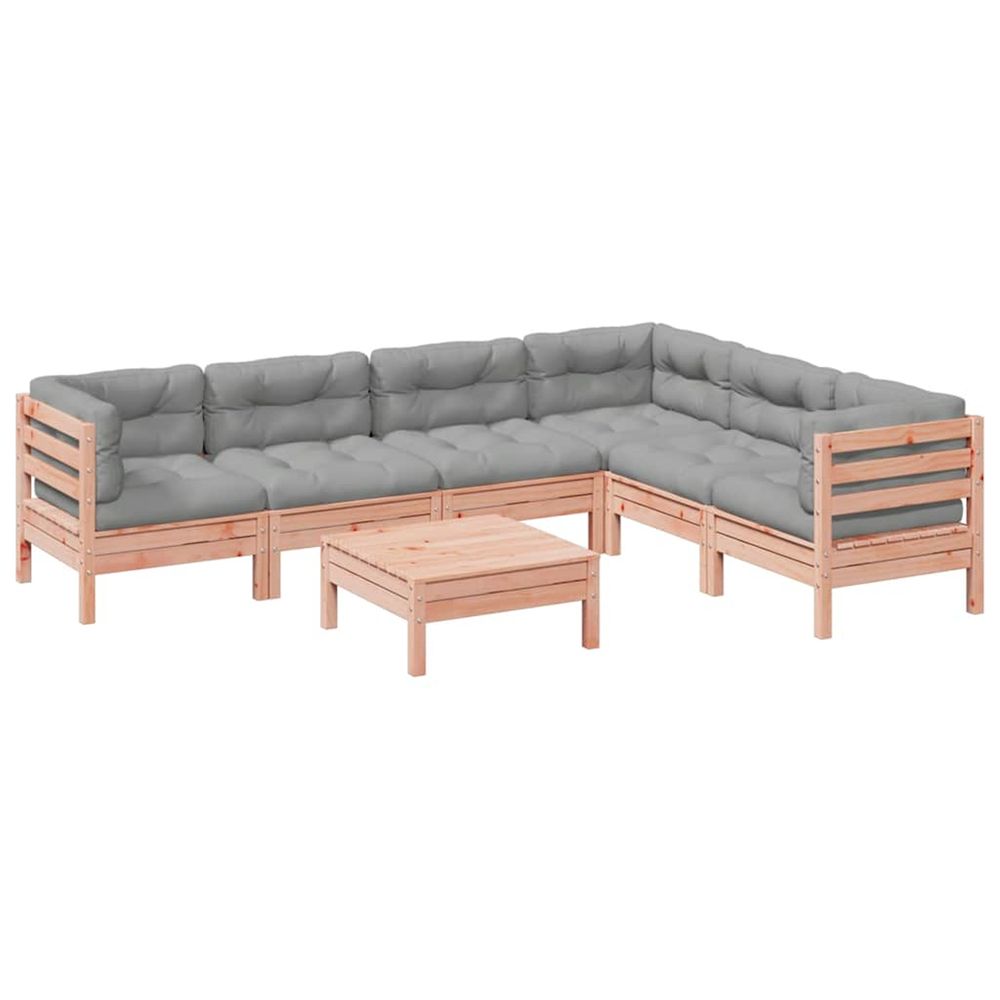 Salon de jardin 7 pcs et coussins bois massif sapin de douglas