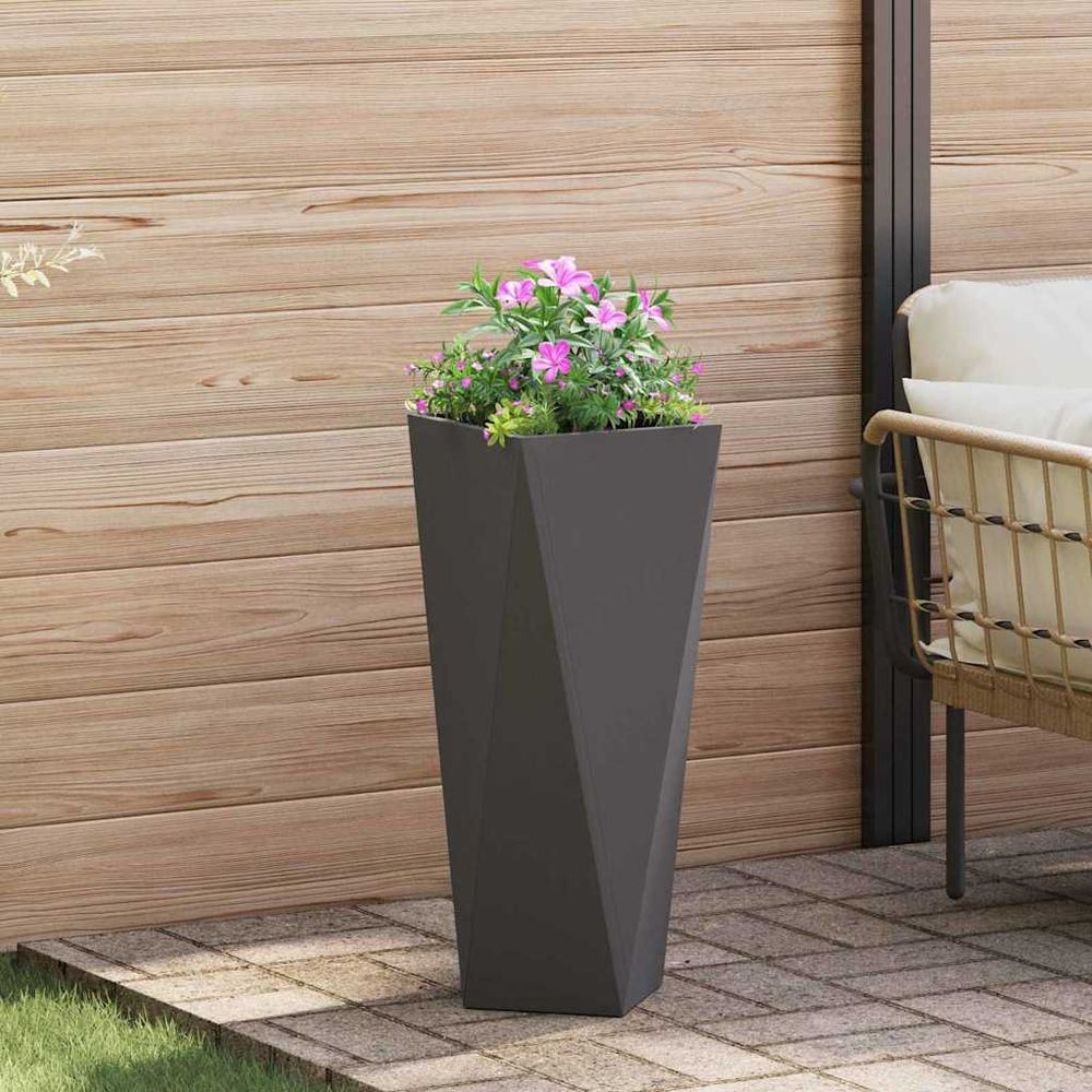 Jardinière haute en acier pour extérieur jardin terrasse noir 75 cm