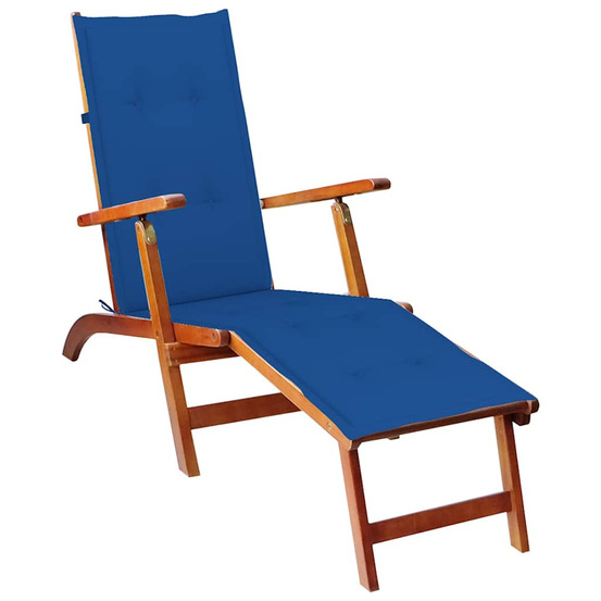 Chaise longue d'extérieur repose-pied et coussin acacia solide bain de soleil