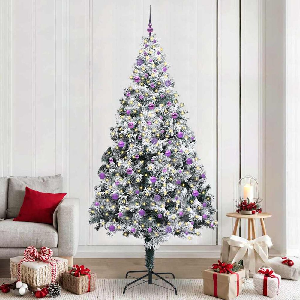 Grand sapin de noël lumineux 2.4m très touffu 2100 branches, kit décoration inclus
