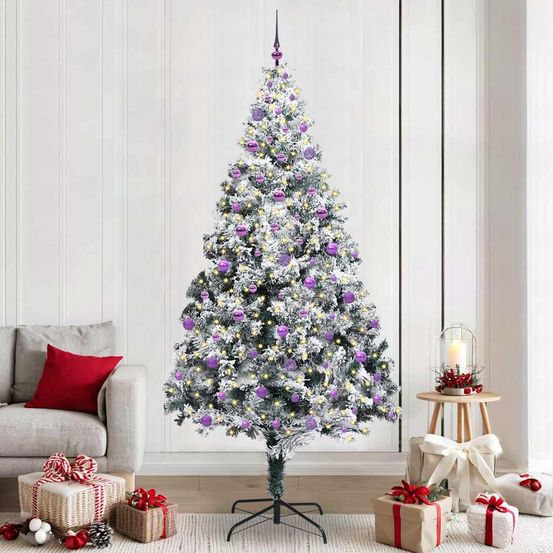 Grand sapin de noël lumineux 2.4m très touffu 2100 branches, kit décoration inclus