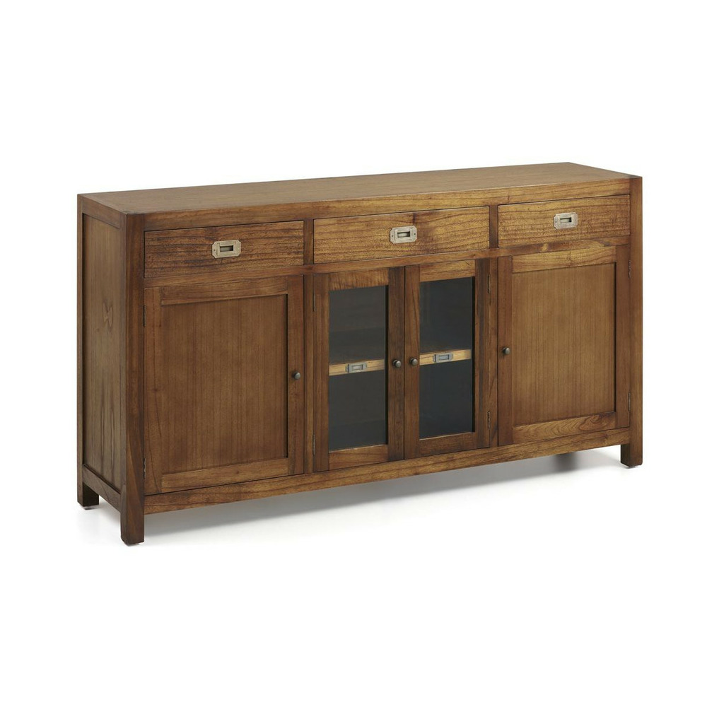 Bahut 3 tiroirs bronze bois marron - onéline décoration d'autrefois