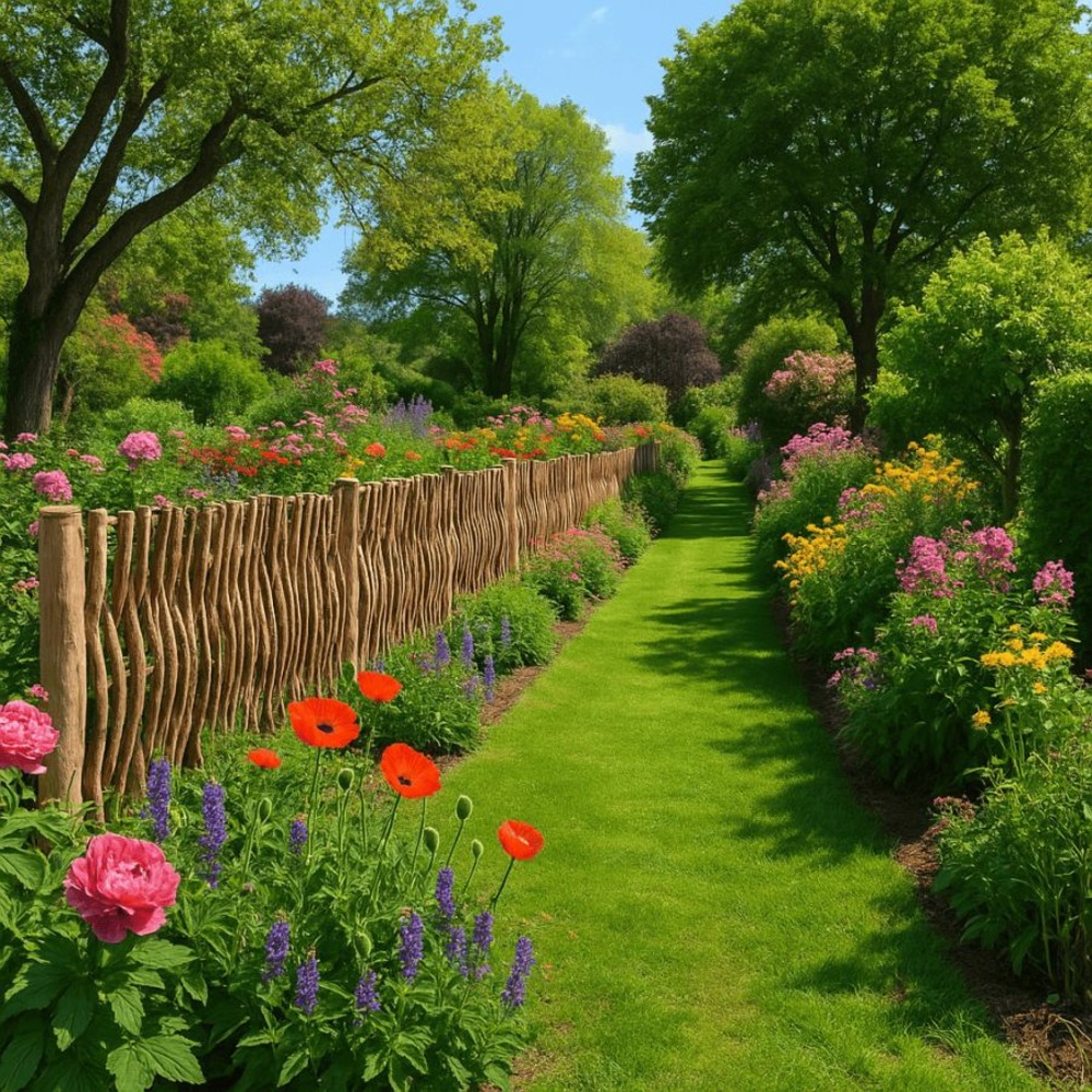 Panneau cloture noisetier en tressage vertical - hauteur 75 x largeur 150 cm