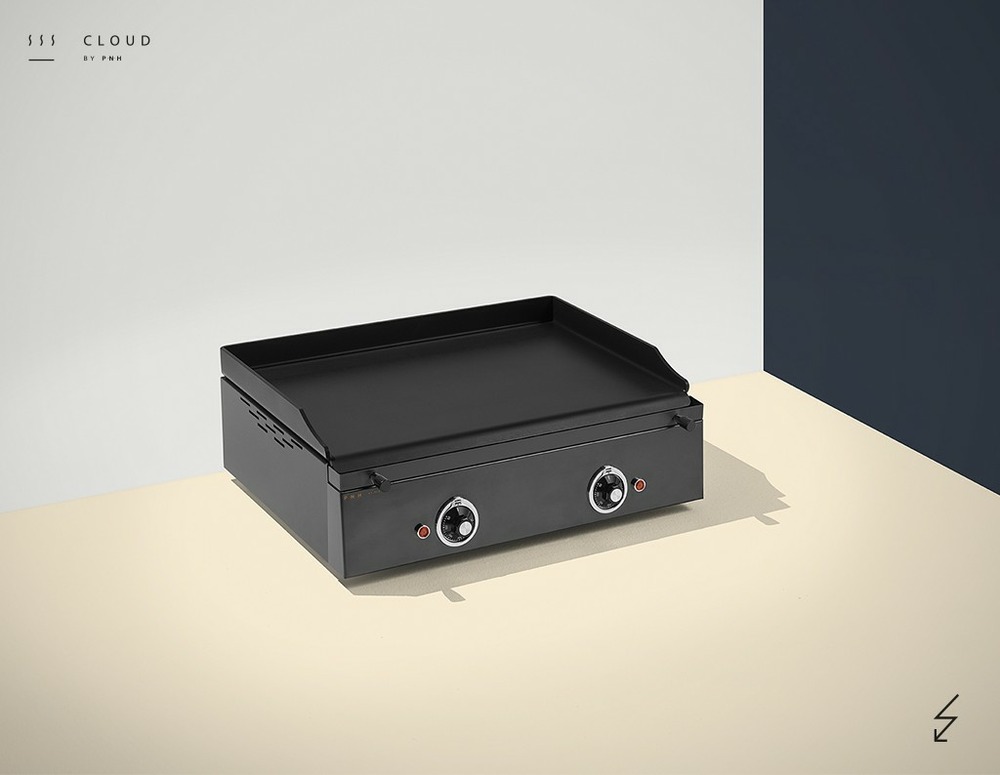 Plancha electrique - plaque lisse - 2 résistances - 600 x 400 x 226 mm - 6 mm d'épaisseur - pinha 2