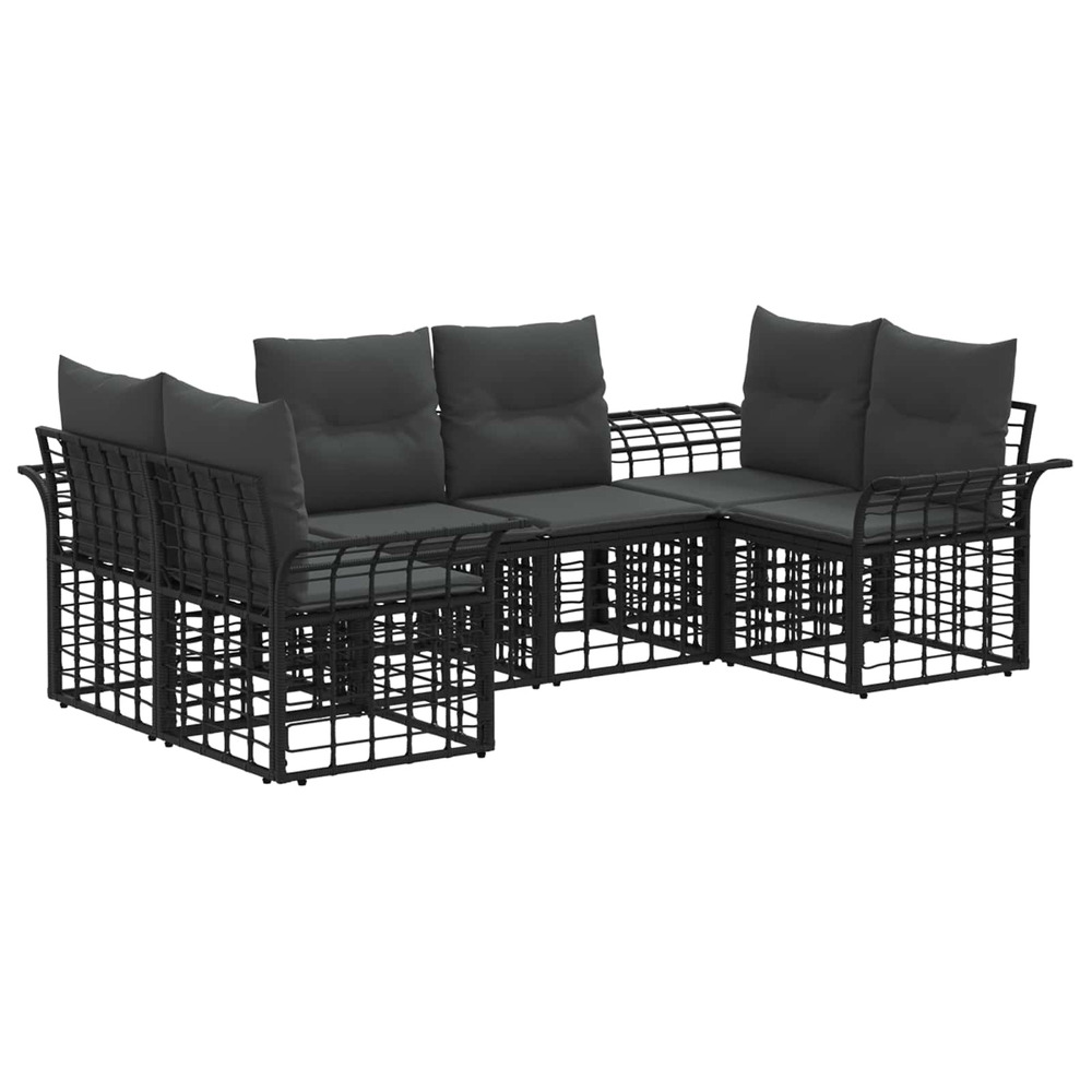 Ensemble de canapés d'extérieur 6 pcs noir et gris foncé