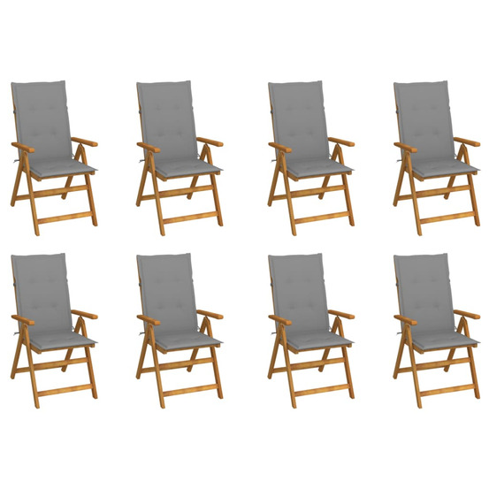 Chaises pliables de jardin avec coussins lot de 8 bois d'acacia