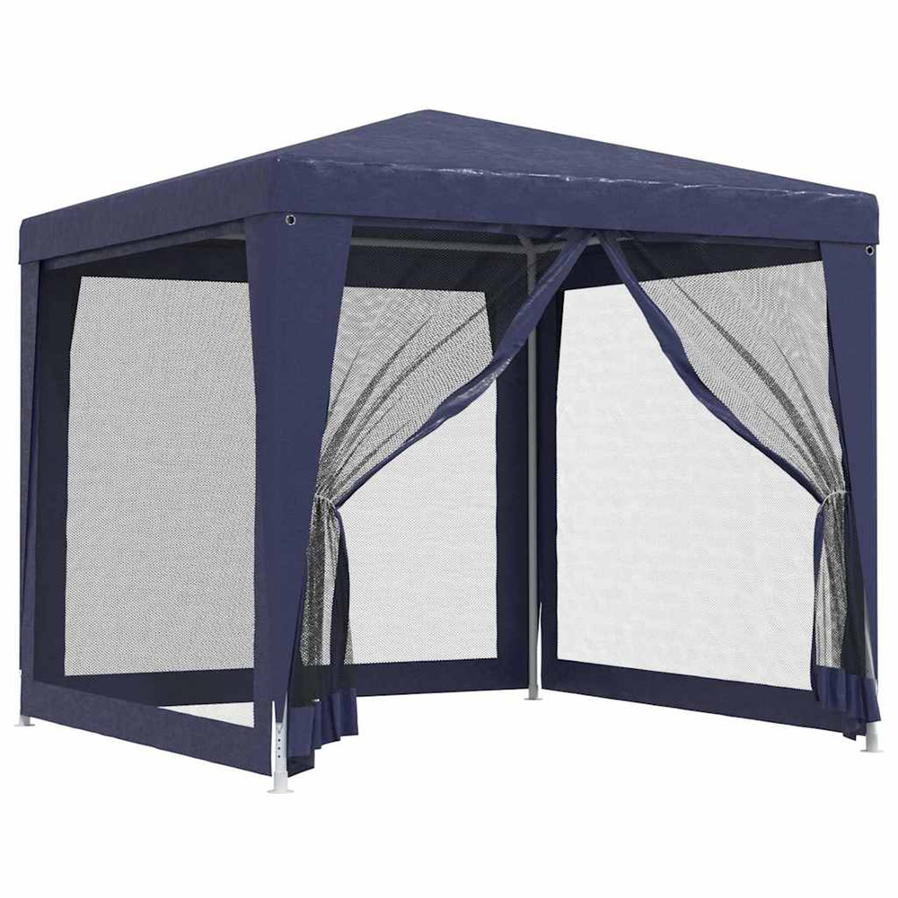 Tente de fête avec 4 parois latérales en maille bleu 2,5x2,5 m
