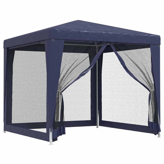 Tente de fête avec 4 parois latérales en maille bleu 2,5x2,5 m