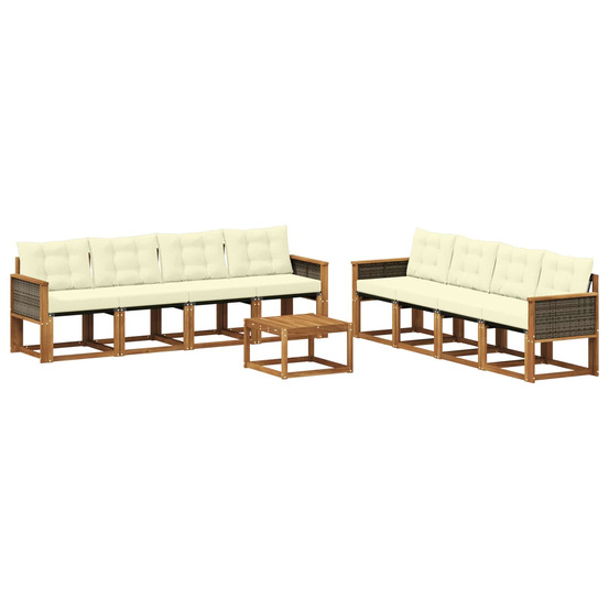 Ensemble de canapés d'extérieur 9 pcs naturel et crème