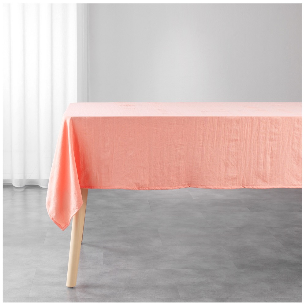 Nappe rectangle microfibre lavee 140 x 240 cm suzy corail