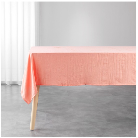 Nappe rectangle microfibre lavee 140 x 240 cm suzy corail