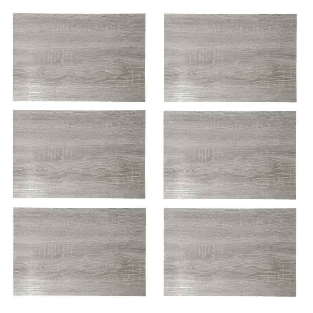Lot de 6 sets de table rectangulaire bois gris - 45 x 30 cm - gris