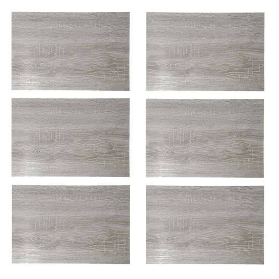 Lot de 6 sets de table rectangulaire bois gris - 45 x 30 cm - gris