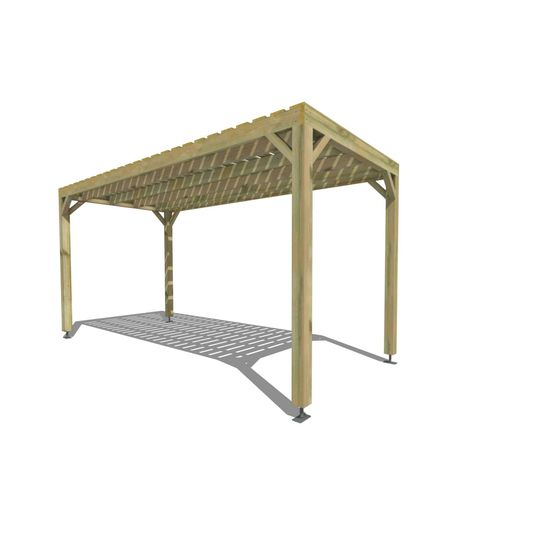 Pergola bois • 2m x 5m • indépendante • sens profondeur • platelage bois • livraison comprise