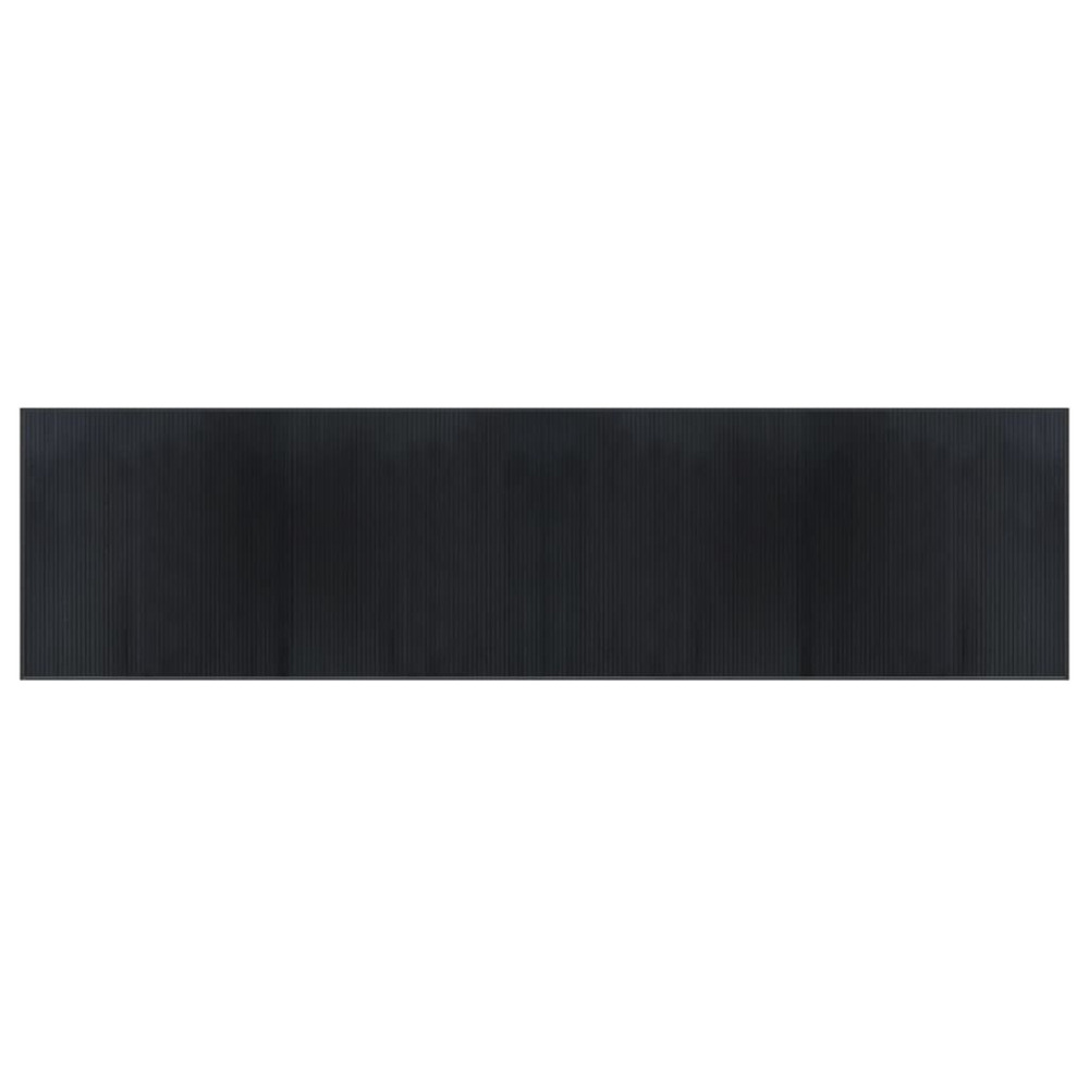Tapis rectangulaire noir 100x400 cm bambou