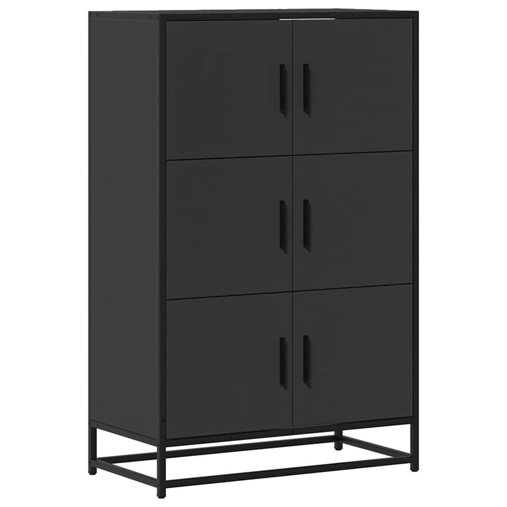 Buffet haut noir 68x35x106,5 cm bois d'ingénierie et métal